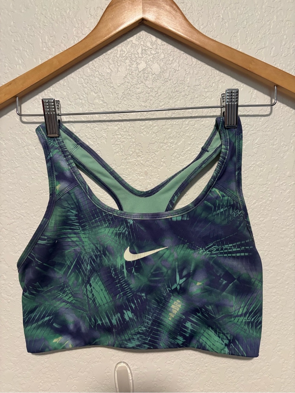 Nike Green & Teal Printed Racerback Bikini Top